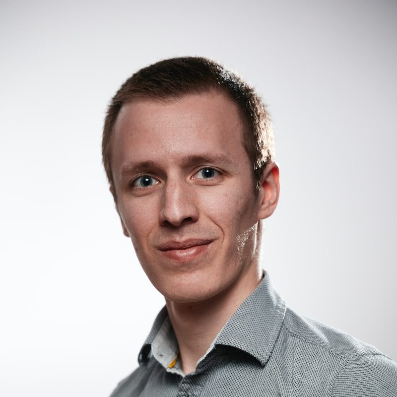 man in gray button up shirt